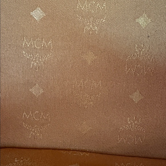 MCM Visetos Cognac Monogram Boston Bag with Crossbody Strap and COA - Picture 7 of 14